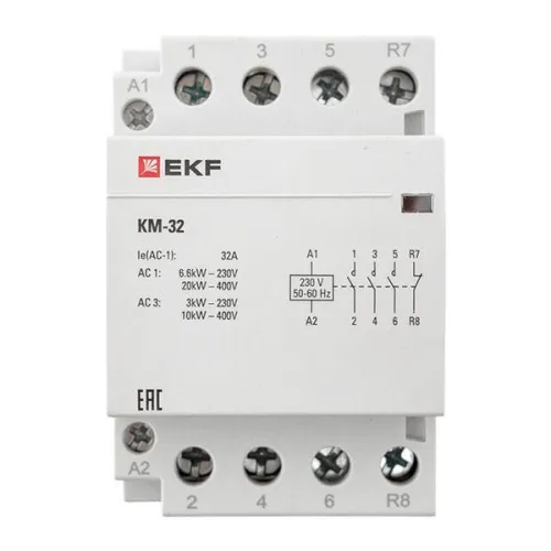 Контактор модульный КМ 32А 3NО+NC (3 мод.) EKF km-3-32-31 фото 6