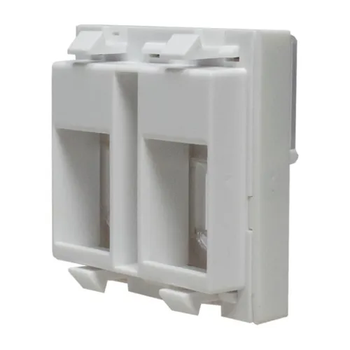 Панель лицевая 2 порта 45х45 Keystone шторки откидное маркировочное окно SUPRLAN 10-0302 фото 2