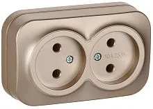 Розетка 2-м ОП GLORY РС22-2-ХШм 10А без заземл. без защ. шторок шампань матов. IEK ERH20-K37M-10