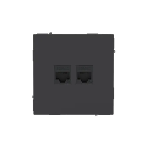 Розетка компьютерная 2-м KANT RJ45 кат.5E без шторки черн. уголь DKC 7012664