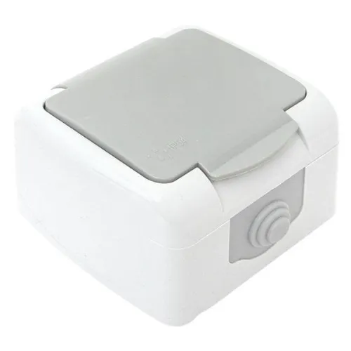 Розетка 1-м ОП Мурманск 16А IP54 с заземл. защ. шторки с крышкой сер. EKF EFR16-029-30-54 фото 9