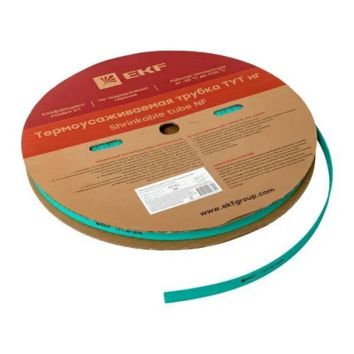 Трубка термоусадочная ТУТ нг 12/6 зел. (уп.100м) EKF tut-12-j фото 4