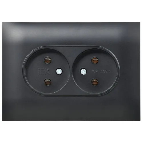 Розетка 2-м SKANDY 10А без заземл. без защ. шторок в сборе SK-R10Bl черн. IEK SK-R20-10-K02-F