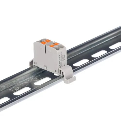 Блок распределительный зажим push-in 4 точки подключения 25кв.мм сер. DKC DTP1-004-04SPUG фото 2