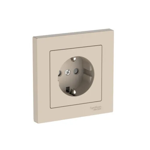 Розетка AtlasDesign 16А с заземл. защ. шторки быстрозажим. клем. в сборе песочн. SE ATN001244S