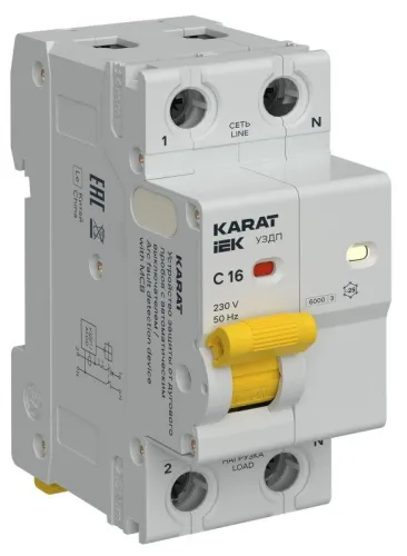 Устройство защиты от дугового пробоя (УЗДП) 1P+N C 16A с авт. выкл. KARAT IEK KA-DP11-1-016-C