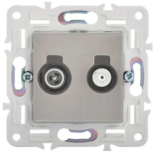 Розетка двойная TV+SAT SKANDY SK-A13N никель IEK SK-AF20-O-K50 фото 2