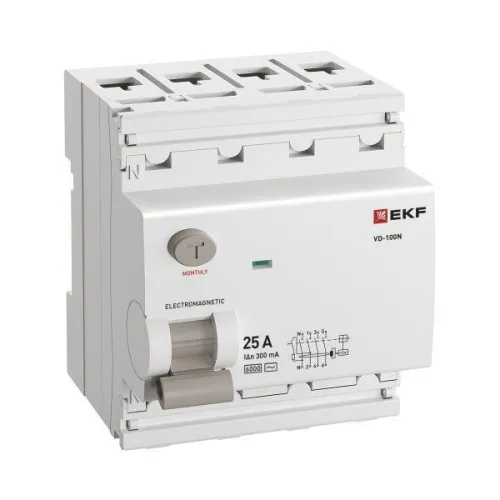 Выключатель дифференциального тока 4п 25А 300мА тип AC 6кА ВД-100N электромех. PROxima EKF E1046M25300 фото 4