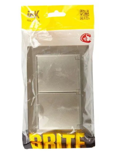 Розетка 2-м СП BRITE РСбш12-3-44-БрШ 16А в сборе IP44 с крышкой шампань IEK BR-R26-16-44-K37-F фото 7
