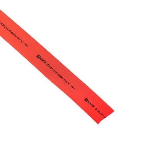 Трубка термоусадочная ТУТ нг 20/10 красн. (уп.100м) EKF tut-20-r фото 2