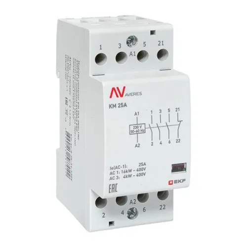 Контактор модульный КМ 25А 3NO+1NC 230В AC (2 мод.) AVERES EKF km-av-2-25-31-230V