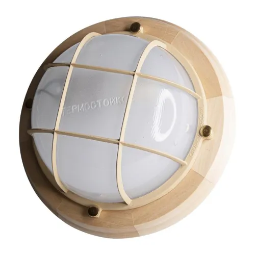 Светильник НББ 03-60-014 "Терма 1302" 1х60Вт E27 IP65 кругл. малый матов./корпус с решеткой дерево липа (инд. упак.) Элетех 1005501031 фото 5