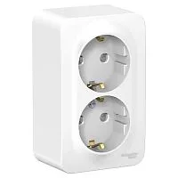 Розетка 2-м ОП Blanca 16А IP20 250В с заземл. защ. шторки бел. SE BLNRA011201