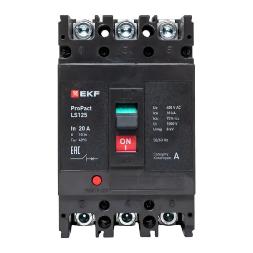 Выключатель автоматический 3п 20А 18кА LS125 ProPact EKF mccb-125-18-3-20-ls фото 10