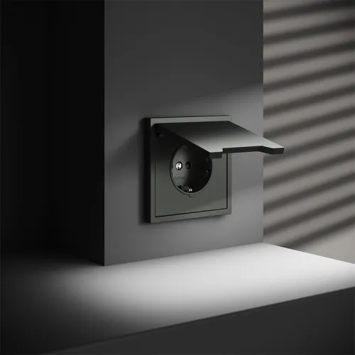 Розетка 1-м СП S70 16А с заземл. защ. шторки + крышка механизм титан Voltum VLS040306 фото 2