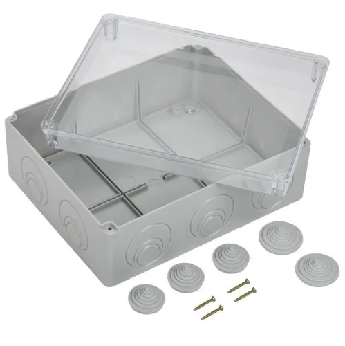 Коробка распаячная ОП 240х195х90 IP44 КМ41275 прозр. крыш. IEK UKO10-240-195-090-K51-44 фото 2
