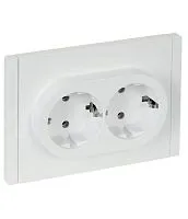 Розетка 2-м СП FORTE&PIANO FP224 16А с заземл. без защ. шторок безвинт. крепл. бел. IEK FP-R21-16-1-K01