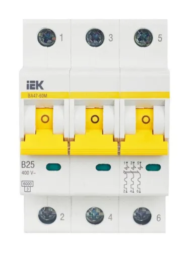 Выключатель автоматический модульный 3п B 25А 6кА ВА47-60M KARAT IEK MVA31-3-025-B фото 10
