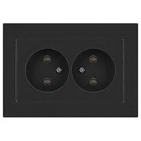 Розетка 2-м СП Accent 6-204-07 16А IP20 250В 2P AL/CU графит Intro Б0063435