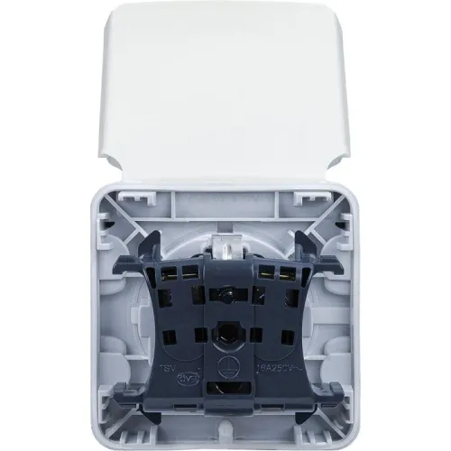 Розетка 1-м СП Plexo 16А IP55 2P+E с заземл. с крышкой немецк. стандарт винтов. клеммы механизм бел. Leg 069639 фото 2