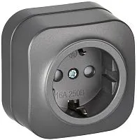 Розетка ОП GLORY РСш20-3-ХСм 16А с заземл. защ. шторки сталь матов. IEK ERH14-K46M-16