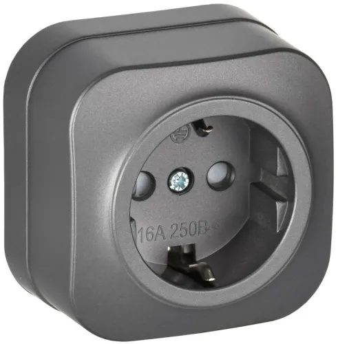 Розетка ОП GLORY РСш20-3-ХСм 16А с заземл. защ. шторки сталь матов. IEK ERH14-K46M-16