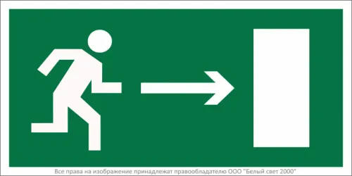 Знак безопасности NPU-2010.E03 "Напр. к эвакуационному выходу направо" Белый Свет a16668