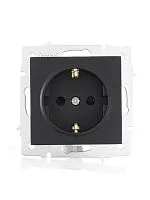 Розетка 1-м СП Vesna с заземл. защ. шторки ПБТ механизм черн. бархат LEZARD 742-4288-124B