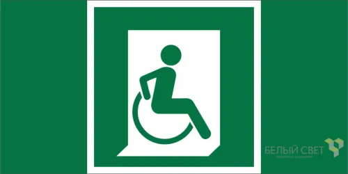 Знак безопасности BL-3517.E60-02 "Выход для МГН здесь (правосторонний)" Белый свет a20065