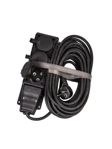 Удлинитель на каучуковой колодке 3х10м 16А IP44 250В 4кВт каучук КГ 3х2.5 черн. УХз16 Россия КОСМОС YKsm10m-3g(16A)KG-B
