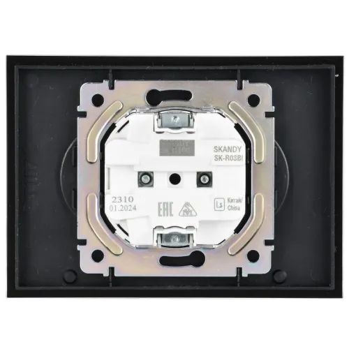 Розетка 2-м SKANDY 10А без заземл. без защ. шторок для плоской вилки SK-R03Bl черн. IEK SK-R20-10-K02 фото 3