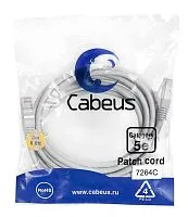 Патч-корд F/UTP кат.5E PC-FTP-RJ45-Cat.5e-3m 2xRJ45/8p8c экранир. PVC 3м сер. Cabeus 7264c