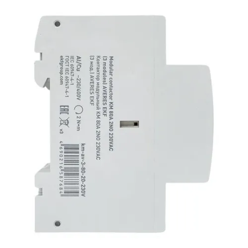 Контактор модульный КМ 80А 2NО 230В AC (3 мод.) AVERES EKF km-av-3-80-20-230V фото 3