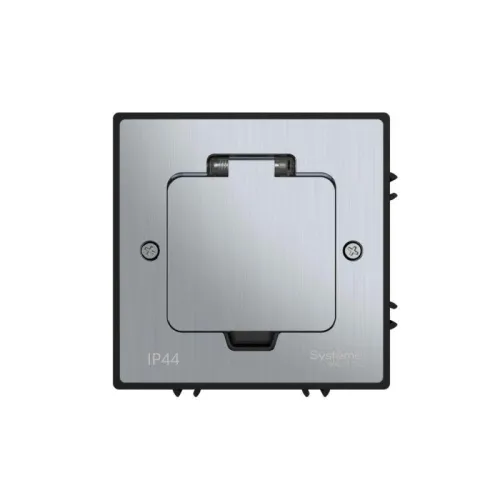 Лючок MultiDesk MDK20 на 2мод. IP44 с монтажной коробкой для бетонных полов серебр. SE MDK20202SC фото 2