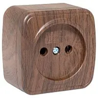 Розетка 1-м ОП Минск 10А IP20 без заземл. темн. дерево EKF EGR10-022-40