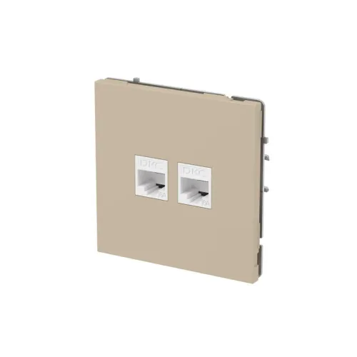 Розетка компьютерная 2-м KANT RJ45 кат.6A без шторки ванильн. марципан DKC 7015674 фото 3