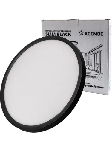 Светильник светодиодный SLIM BLACK 38Вт 4500К IP40 2650лм 230В 400х25мм КОСМОС KSlim38w_B4500K