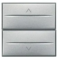 Выключатель для жалюзи кнопочный 2-кл. 2мод. Axolute Axial 10А 250В 1Р(NO)+ 1Р(NO) алюм. Leg BTC HC4037/2