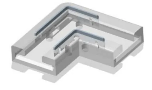 Соединитель жесткий пластиковый прозр. для ленты COB 10мм лента-лента L-поворот (уп.5шт) VARTON V4-R0-00.COB-0000.0004