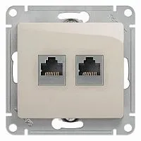 Розетка компьютерная + телефонная 2-м Glossa RJ45 + RJ11 кат.5E механизм молочн. SE GSL000985