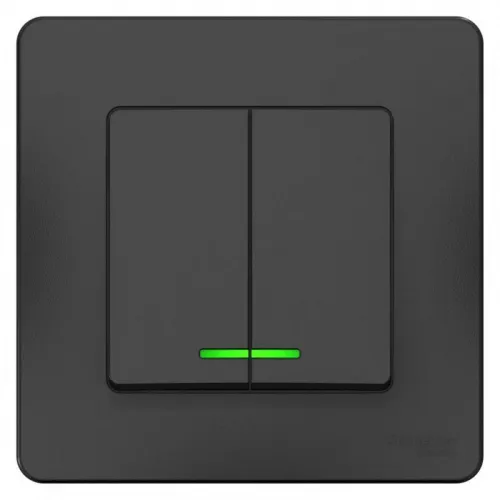 Выключатель 2-кл. СП Blanca 10А IP20 (сх. 5) 250В с подсветкой антрацит SE BLNVS010516 фото 5