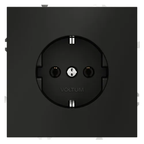 Розетка 1-м СП S70 16А с заземл. механизм черн. матов. Voltum VLS040108