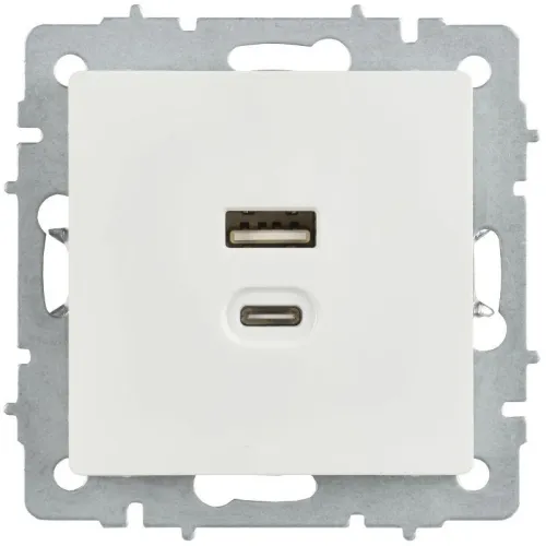 Розетка СП BRITE USB A+C 45Вт высокоск. заряд. РЮ11-2-БрБ бел. IEK BR-U22-045-K01 фото 2