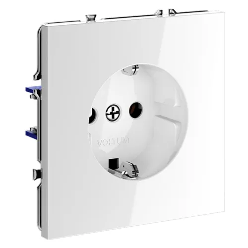 Розетка 1-м СП S70 16А с заземл. механизм бел. глянцевый Voltum VLS040101 фото 5