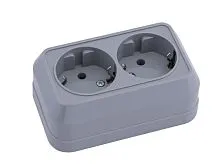 Розетка 2-м ОП IP20 с заземл. сер. Makel 45082