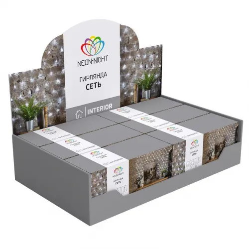 Гирлянда светодиодная "Сеть" 1х1.5м 96LED мультиколор 12Вт 220-240В IP20 с контроллером 8 режимов провод ПВХ прозр. Neon-Night 215-119-6 фото 2