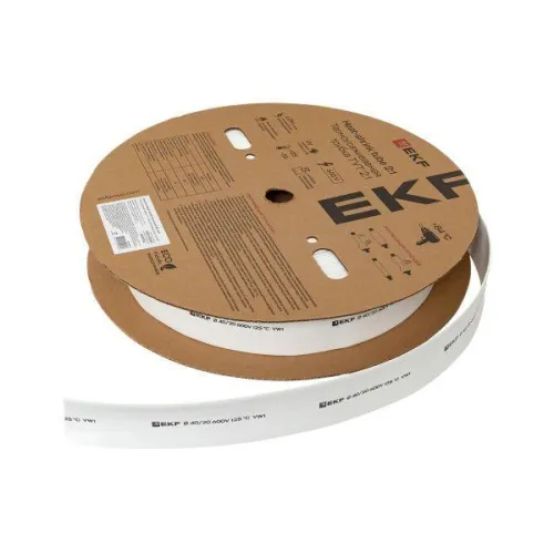 Трубка термоусадочная ТУТ нг 40/20 бел. (уп.50м) EKF tut-40-w фото 3