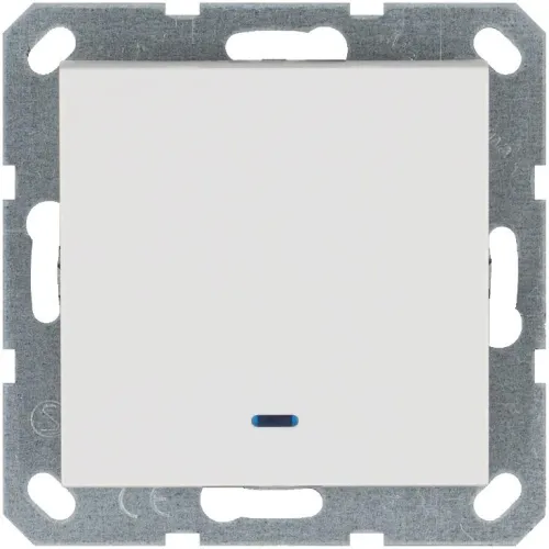 Переключатель проходной 1-кл. 10А IP20 с подсветкой механизм бел. глянцевый Jasmart G3012NW