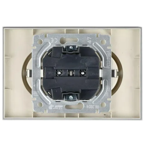 Розетка 2-м СП BRITE РС12-3-БрА 16А в сборе с заземл. без защ. шторок алюм. IEK BR-R21-16-K47-F фото 4