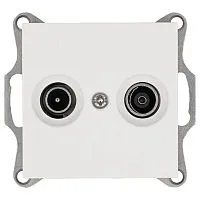 Розетка телевизионная проходная TV + FM 2-м Ф9.5мм механизм бел. глянцевый Jasmart G6205W